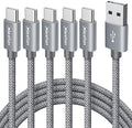 CLEEFUN USB C Cable 6ft, 5-Pack USB A to Type C Charger Cord Fast Charging for iPhone 17 16 15 Pro Max Plus Air 16e, for Samsung Galaxy S25 S24 S23 S22 S21 S20 S10 A17 A16 A15 A56 A55 A26 A35 A36