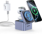 BENFEI 3-in-1 Foldable MagSafe Charger Stand,Wireless Charging Station for iPhone 16/15/14/13/12 Series, Apple Watch & AirPods | Compact Cube Design | Includes 33W Power Adapter