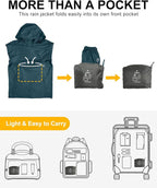 Outdoor Ventures Men's Rain Jacket Waterproof Lightweight Packable Rain Pullover for Hiking Golf Running