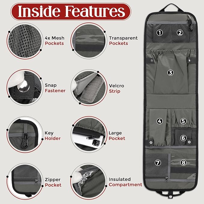 Unisex Foldable Vertical Backpack Organizer Insert for Tote Bag, Carry On, Picnic, Camping - With Pockets & Handle