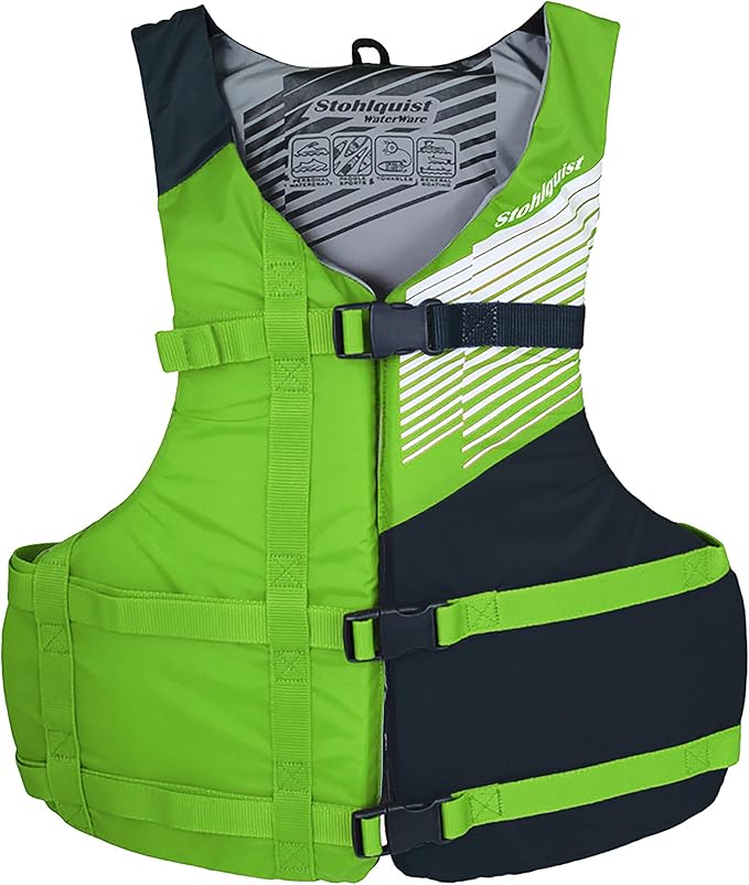 Stohlquist Universal Fit Adult Life Jacket PFD (2 or 4 Pack) Coast Guard Approved for Men and Women 90+ lbs, Lightweight Neoprene and Adjustable, Ideal for Boating, Kayaking & Water Sports