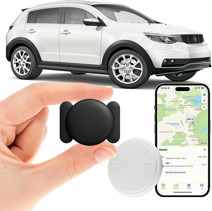 GPS Car Tracker,Tracker Device for Vehicles,No Monthly Fee Car Locator Tracker Work with Apple Find My(iOS Only),Mini Hidden Car Tracker with Magnetic Case (Black,1PCS)