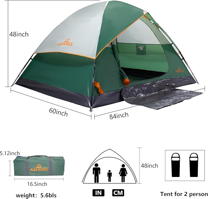 2-12 Person Tents for Camping Waterproof, Backpack Double Layer Tents, Perfect Picnics, Fishing and Backyard Camping