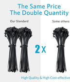 Zip Ties 4 inch, Small Zip Ties with 18 lb Tensile Strength, Black, 1000 Pack, by Tantti Supply