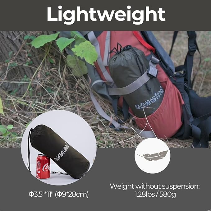 onewind 12×10 ft Hammock Tarp, Ultralight Versatile Camping Tarp Lightweight Waterproof Silnylon Hammock Rain Fly with Doors, Easy to Setup with Stuff Sack Tent Stakes, Dark Grey