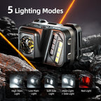 WARSUN Rechargeable Lightweight Headlamp 2 Packs – 750 Lumens Running & Helmet Light, LED Head Torch with Motion Sensor, 5 Modes, for Night Running, Fishing, Camping, Cycling, Work