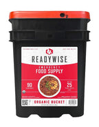 ReadyWise Emergency Food Supply - 90 Servings Organic Bucket, Protein Meals, Dehydrated & Freeze Dried Survival Food for Backpacking, Camping Essentials & Prepping Supplies, up to 25 Year Shelf Life