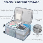 Hard Shell Suitcases 24 Inch Check in Luggage with Spinner Wheels Cup Holder, Lightweight Top Opening Expandable Luggage Hard Case Rolling Medium Checked Suitcase with Lock, Silver