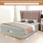 Air Mattress Queen with Built in Pump, Rechargeable USB-C Electric Pump, Self Inflatable Mattress Queen, Fiber-tech Portable Blow Up Mattress for Camping, Indoor and Outdoor(18" Height, Green)