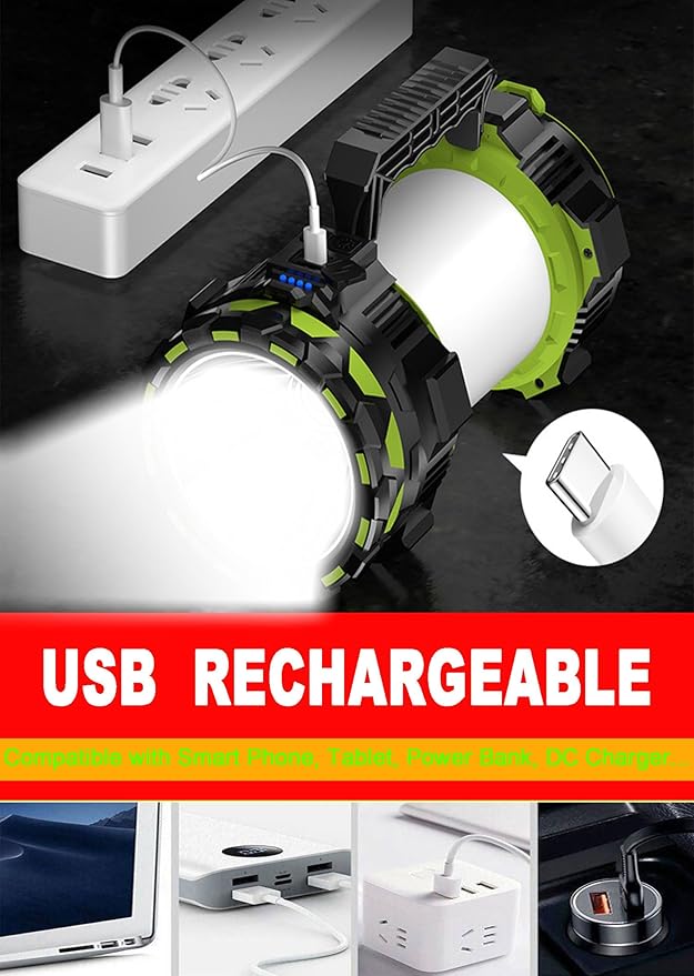 Big LED Searchlights Spotlight Lantern Flashlights, 22000LM 6 Modes Rechargeable Handheld Camping Hunting Lamp Portable Work Lights for Indoor Outdoor Emergency