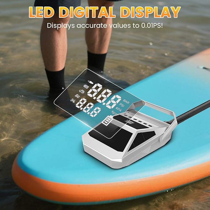 50PSI Paddle Board Pump Electric Portable, High Pressure Sup Pump - Dual Stage Inflation, Auto Shut Off and Deflate for Stand Up Paddle Board/Car/Kayak/Bicycle
