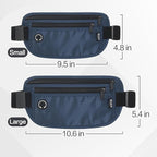 Slim Money Belt for Travel - Anti-Theft Hidden Passport Holder Waist Wallet with Secure Pouch for Cash, Credit Cards & Phone Safe Small Navy Blue
