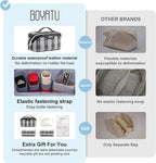 BOYATU Travel Makeup Bag Organizer Cosmetic Bag: 3 Pcs Set Make up Bags for Women with Handle - Waterproof Vegan Leather Toiletry Bags Travel Essentials Pouch with Compartments (F-01-Black)