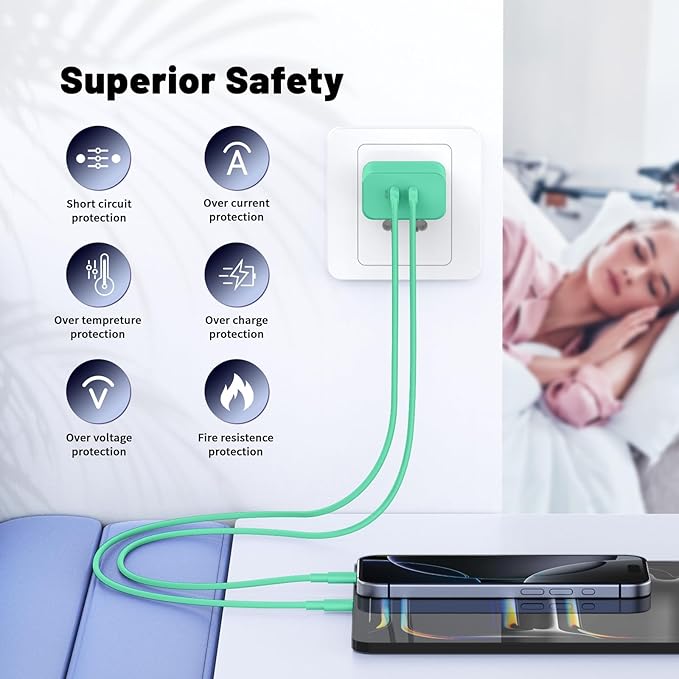 QZIIW Super Fast Samsung Charger Type C,45W Dual Port USB C Fast Charger Block [2-Pack] & Extra Long 60W 3/6/6/10FT USB C Cable - PD Quick Charging 3.0 for Samsung Galaxy S25 Ultra/S24+/S23 iPhone 16