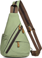 KL928 Canvas Sling Bag - Small Crossbody Backpack Shoulder Casual Daypack Rucksack for Men Women(Large Version)