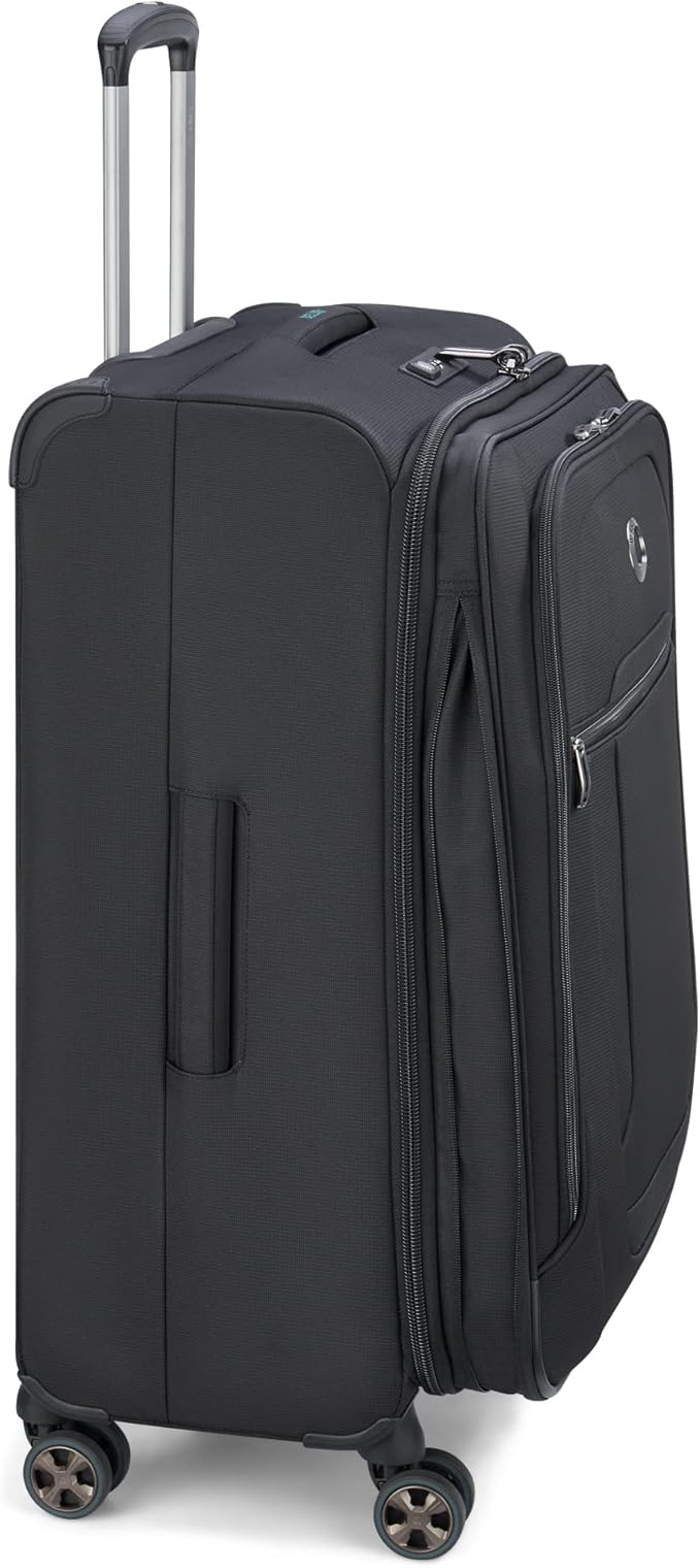 DELSEY PARIS Helium DLX Softside Expandable Luggage with Spinner Wheels, Black, Checked-Medium 25 Inch