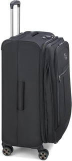 DELSEY PARIS Helium DLX Softside Expandable Luggage with Spinner Wheels, Black, Checked-Medium 25 Inch