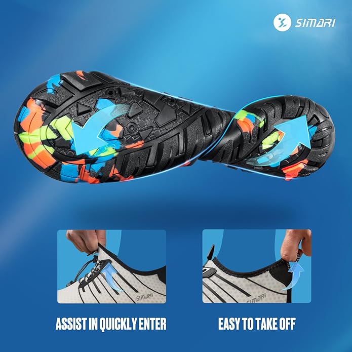 SIMARI Water Shoes for Women Men - Barefoot Quick-Dry Aqua Socks | Lightweight Swim Shoes for Surfing, Swimming, Beach Sports, Kayaking, Diving | Non-Slip Design