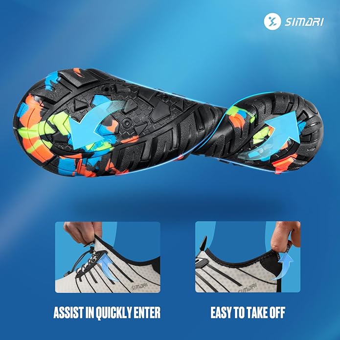 SIMARI Water Shoes for Women Men - Barefoot Quick-Dry Aqua Socks | Lightweight Swim Shoes for Surfing, Swimming, Beach Sports, Kayaking, Diving | Non-Slip Design