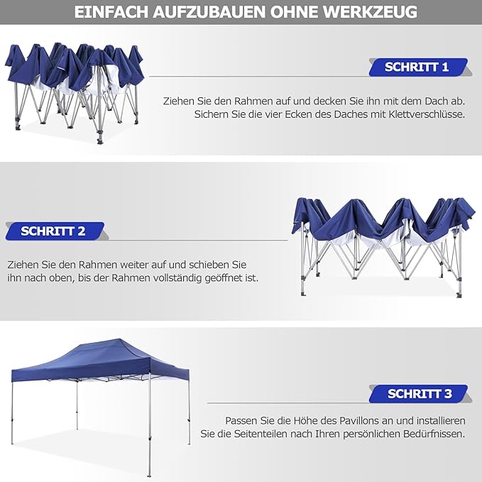 COBIZI 10x15 Pop up Canopy Tent 10x15 Canopy with 4 Sidewalls Waterproof Heavy Duty Commercial Canopy Tent for Parties Outdoor Tent Garden Gazebo Tent, Carry Bag(10x15ft, Dark Blue)