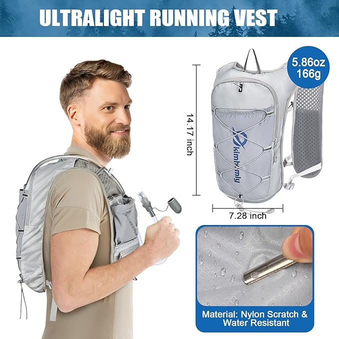 Running Hydration Vest for Women Men, Lightweight Adjustable Hydration Backpack with 1.5L Water Bladder Bag for Hiking, Trail, Running, Marathons, Cycling