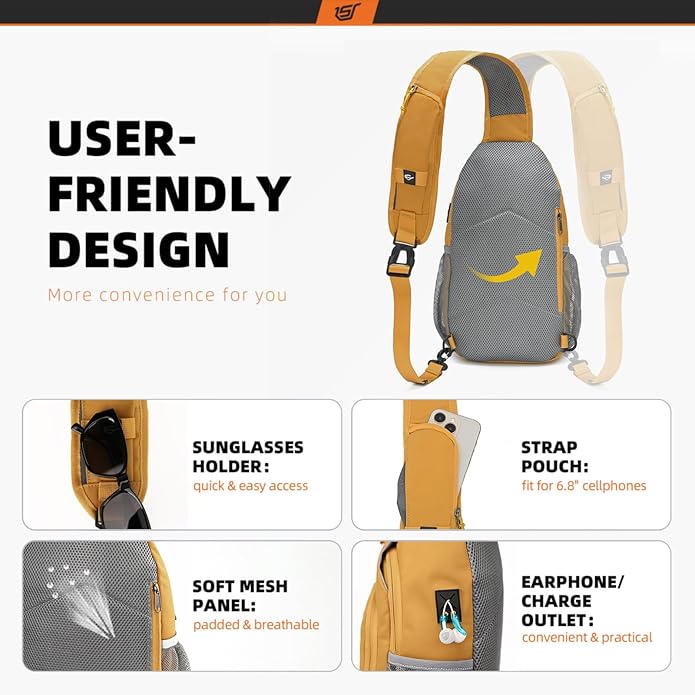 SKYSPER Sling Bag RFID Crossbody Sling Backpack Cross Body Shoulder Bag Travel Hiking Daypack for Women Men