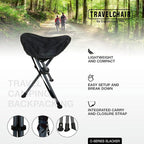 Travel Chair C-Series Slacker Tripod Chair for Camping, Lightweight Chair, Adjustable Carry Strap for Easy Transport | Outdoor Adventures Lighter Version of The Original Slacker Stool, Black - 2-Pack