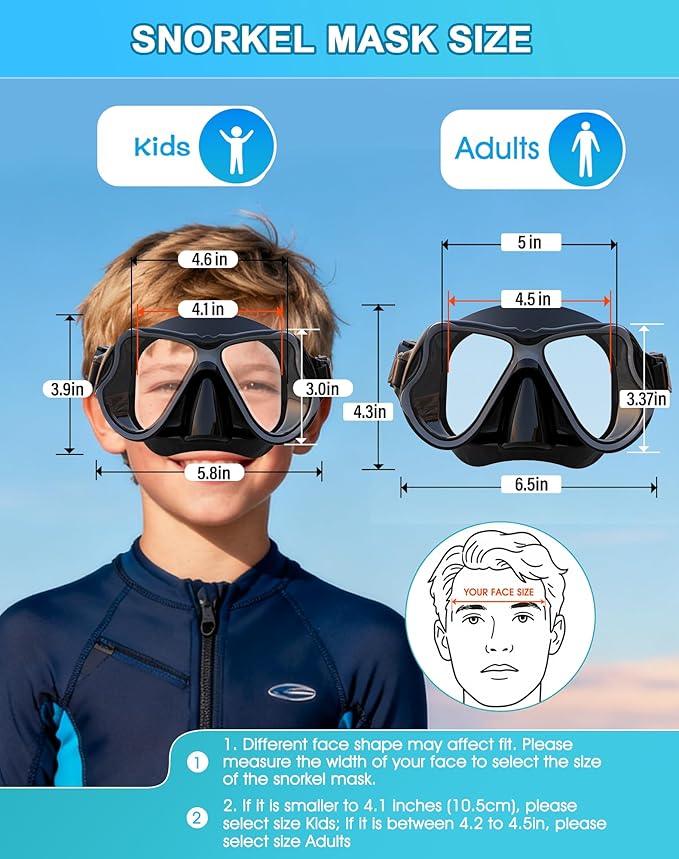 Greatever Dry Snorkel Set,Panoramic Wide View,Anti-Fog Scuba Diving Mask,Professional Snorkeling Gear