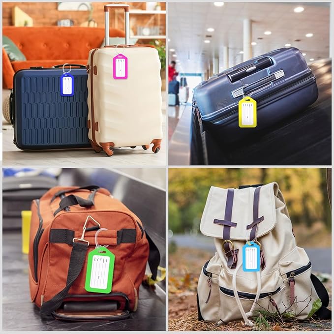 Sodsay 10 Pack Luggage Tag Bright Luggage Tags for Suitcases Bag Tags Name Tags for Kids Travel Accessories Must Haves by Sodsay (Colorful)