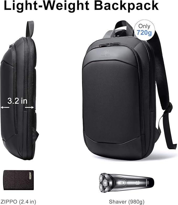 hk Slim Laptop Backpack, Lightweight Expandable High-Tech Business Work Backpack for Men Women,15.6 Inch Anti-theft Waterproof Travel Backpack Durable College Casual Daypack Computer Laptop Bag-Black