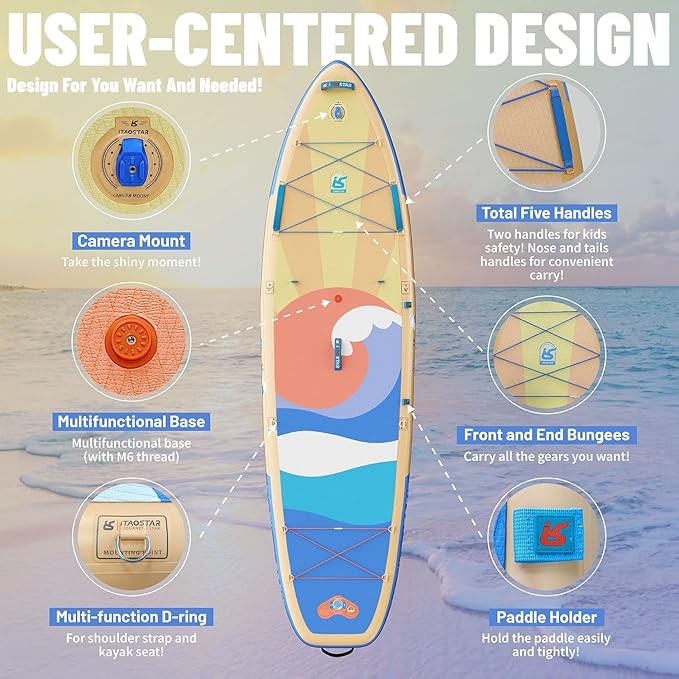 Billow 11'6"×36" Extra Wide Paddle Board with Seat, One-Stop Premium SUP Board Accessories, Tailored Fins, Stable Inflatable Stand Up Paddle Boards for Youth/Adults of All Skill Levels