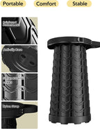 Upgraded 2PCS Collapsible Stool with Cushion & Waterproof Bag - 400lbs Heavy Duty Portable Folding Stool for Adults, Telescoping Camping Seat with Carrying Straps for Fishing Hiking Travel BBQ