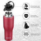 32oz Insulated Water Bottle Keep Cold 24h&Hot 12h, Double Wall Vacuum Insulated Water Bottles with Straw/Spout Lid, Stainless Steel Water Bottles that Fit in Any Car Cup Holder, Leak-proof