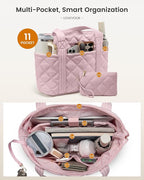 LOVEVOOK Puffer Tote Bag for Women, Puffy Work Handbag, Travel Shoulder Carry On Bag with Zipper for Teacher Nurse Gym