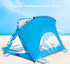 Beach Tent, Portable Sun Shelter for 2/3/4/6-8 Person with UPF 50+ UV Protection, Easy Setup Waterproof Beach Shade Canopy Cabana for Family Outdoor and Picnics, Fishing with Carrying Bag
