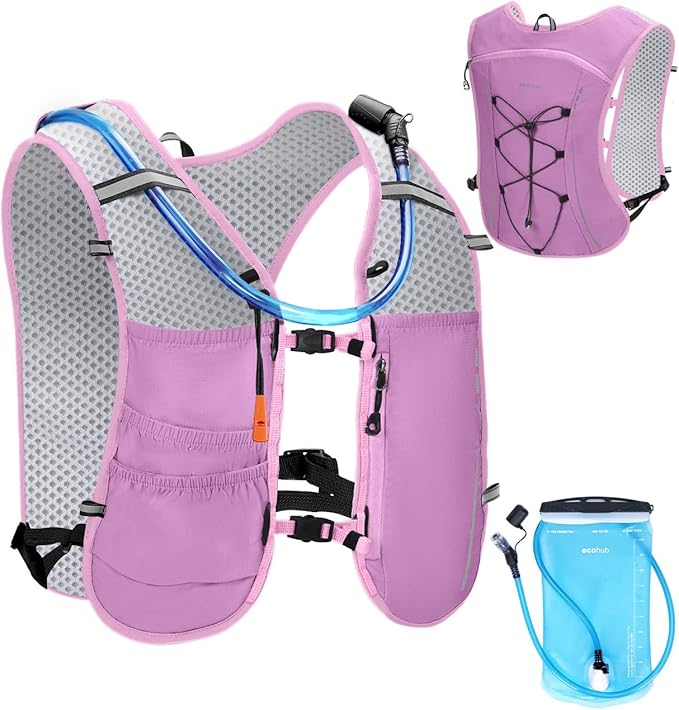 ECOHUB Running Hydration Vest Backpack,Lightweight Breathable Pack with 2L Water Bladder Bag Daypack for Hiking Trail Running Cycling Race Marathon for Women Men