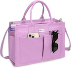 TOPDesign Heavy-Duty Canvas Tote Bag for Women, Adjustable Crossbody/Shoulder Handbag with 9 Pockets, Everything Tote