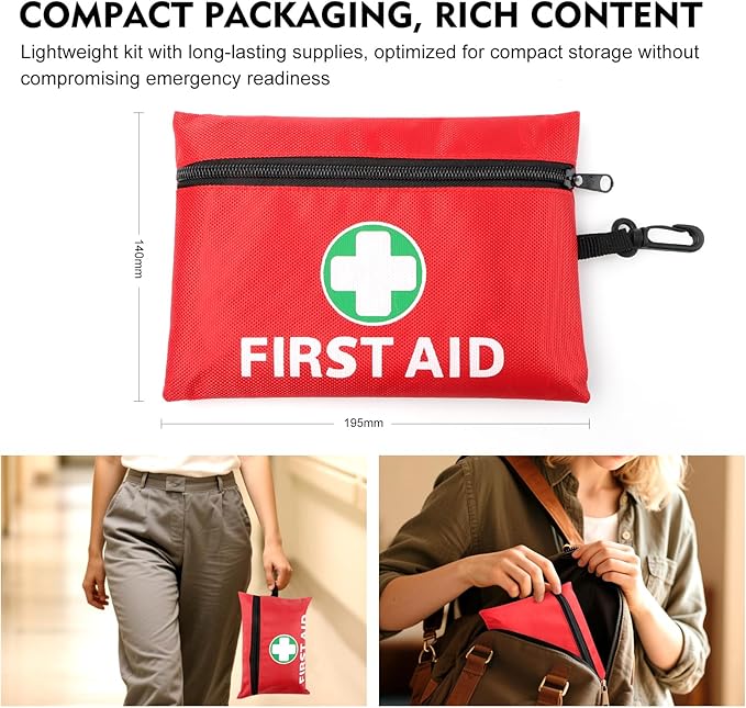 Mini First Aid Kit for Minor Cuts, Scrapes, Sprains, Burns, 194Pcs Portable Compact First Aid Kit for Home, Car, Travel, Camping and Outdoor Emergencies, Small Size Trauma Kits