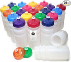 Rolling Sands USA Made 20 Ounce Sports Water Bottles - 24-Pack Bulk BPA-Free Blank Sports Bottles for Teams & Classrooms - Clear Frost Bottle/Variety Lid, No Smell No Taste
