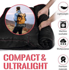 Outdoor Puffy Camping Blanket, Lightweight Down Alternative Puffy Printed Camping Large Ultra Warm Hammock Top Quilt Waterproof Blanket for Traveling Picnic Beach Party Cold Weather (Black)