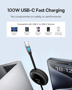 Baseus Picogo Magsafe Portable Charger, Qi2 Certified 0.5" Ultra Slim 15W Wireless Power Bank USB C to USB C Cable, 100W Retractable USBC 5A Fast Charging Cable