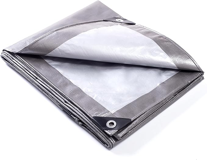 GUARD SHIELD Tarp 20x20 Feet Waterproof Grey/Silver Tarps 8Mil Multi Purpose UV Resistant Cover for Outdoor,Camping,Tent,Boats