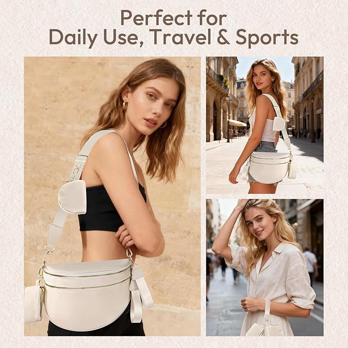 Cross Body Bag for Women Bum Bag Checkered Belt Bags Fanny Packs for Girls Travel Purse Fashion Waist Packs Crossbody Nylon Purse Trendy Shoulder Bags for Womens
