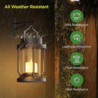 Solar Lantern Outdoor & Indoor Use – Hanging Solar Lights with Realistic Flickering Flameless Candle, Weatherproof for Gardens, Patios, Trees, and Lawns (Black, 4 Pack)