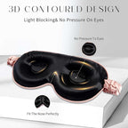 100% 22 Momme Mulberry Silk Sleep Mask, Eye Cover for Sleeping, Blackout 3D Sleep Masks for Lash Extensions with Adjustable Strap for Men and Women (Rose Gold)