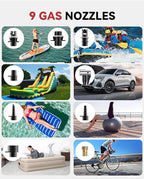 ZFOX 50PSI Paddle Board Pump, Portable Electric SUP Pump with Auto-Shutoff & Cooling Fan – Smart Inflation for Paddle Board, 9 Nozzles, HD LCD Display, 12V DC (Red-M)