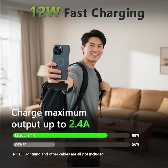 Miady 2-Pack 5000mAh Mini Portable Charger with Built-in Type C Connector, 5V 2.4A USB-C Output Fast Charging Small Power Bank Compatible with iPhone 17/16 Galaxy S24/S22 (Cream Blue+Champagne Pink)
