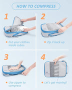 BAGSMART 6 Set /4 Set/2 Set Compression Packing Cubes for Travel, Lightweight Luggage Organizer Bags, Durable Space Saver Bags Travel Essentials