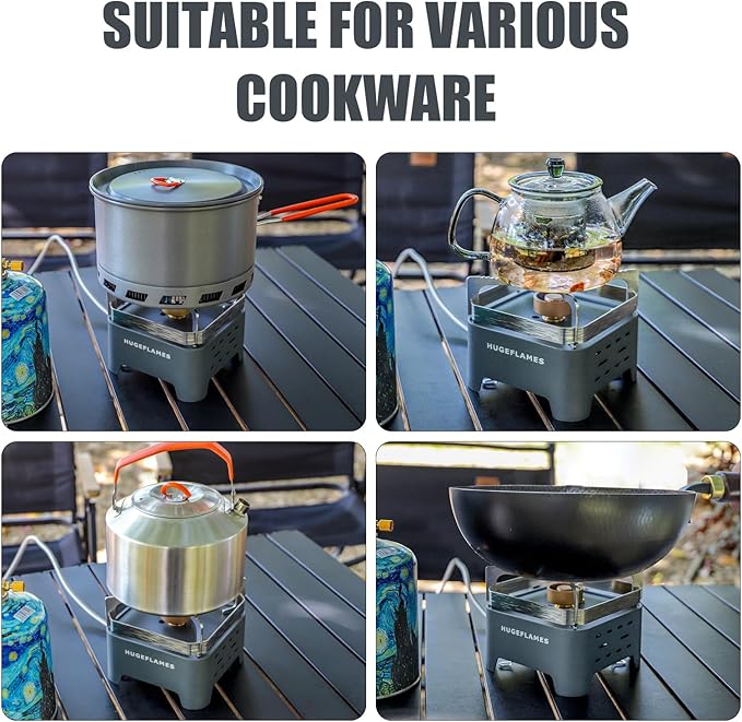 Single Burner Propane Stove, Wind-Guard Camping Stove, Automatic Ignition Propane Burner for Outdoor Cooking