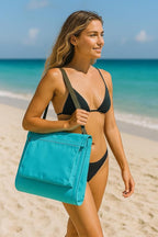 Bo Toys Portable Beach Mat Lounge Chair and Tote (Plain Blue)